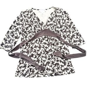 DVF Maternity Patterned Long Brown Patterned Shirt Size M
